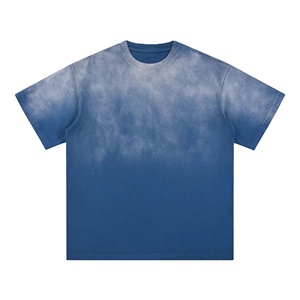 T-shirt pour homme de qualité supérieure, délavé à l'acide, uni, qualité premium, élégant, coupe ample, 100% coton - Product Image 1