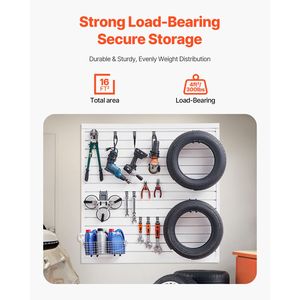 Pannelli a Doghe in PVC Bianco 4x4 Piedi Facili da Installare, Design Modulare per Garage, Doghe Regolabili per Organizzazione a Parete - Product Image 2