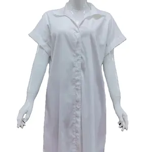 शीर्ष कैज़ुअल शैलियाँ गुणवत्ता वाली पोशाक टर्न डाउन कॉलर बेसिक ड्रेस शर्ट सफेद रंग की महिलाओं की पोशाकें थोक मूल्य के साथ