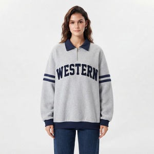 Sweat-shirt d'hiver décontracté pour femmes, doublé en polaire douce, imperméable, avec demi-zip - Product Image 1