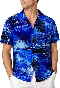 Camisa Hawaiana de Manga Corta de Popelina Personalizada al por Mayor para Hombre, Corte Regular, Diseño Casual para Playa y Surf, Antiarrugas, Secado Rápido, India - Product Image 6