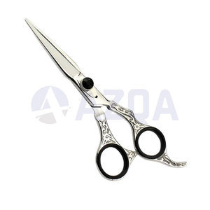 Professional Stainless Steel <b>Barber</b> Hair Cutting and Thinning Scissors <b>Set</b> with Straight Razor and Zipper Case - Product Image 3