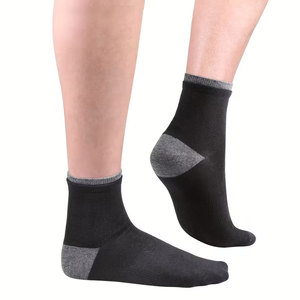 Mid Crew <b>Socks</b> Soft Breathable <b>Quarter</b> <b>Socks</b> Black Color Daily Casual <b>Socks</b> Double Crew Design Comfortable Stretch Athletic - Product Image 3