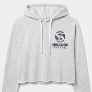 เสื้อฮู้ดดี้โอเวอร์ไซส์แบบครอป ขอบดิบ ผ้าเทอร์รี่ ลุคดิสเทรส ย้อมสีแบบแอซิดวอช ผ้าฝ้าย 100% สกรีนโลโก้ OEM ขายส่ง - Product Image 1