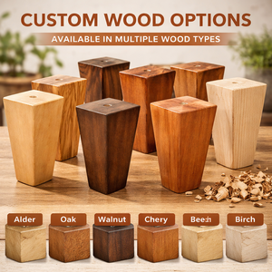 Patas de Sofá Modernas de Madera Maciza, Cuadradas y Cónicas, Repuesto para Muebles, Acabado en Nogal, Suministro de Fábrica - Product Image 2