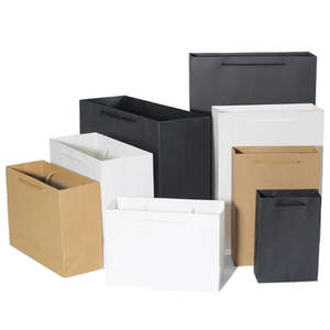 Bolsas de Compra Ecológicas de Papel Kraft Negro con Logotipo Personalizado, Embalaje Duradero para Minoristas, con Cinta Clásica Laminada para Prendas - Product Image 1