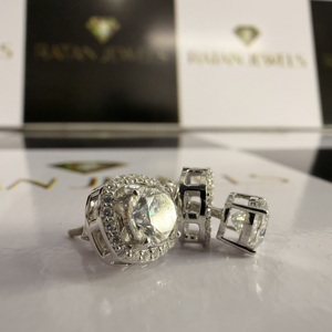 IGI Certificate Diamond <b>Earrings</b> Screw <b>Back</b> Iced Out Lab Diamond Stud <b>Earrings</b> 14k White Gold D VS1 HPHT CVD Diamond <b>Earrings</b> - Product Image 2
