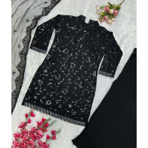 Ensemble Dupatta haut bas pour femme design avec broderie élégante - Product Image 5