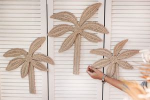 Vietnam Handmade Rattan Palm Tree <b>Wall</b> <b>Decor</b> Set of 3 Tropical <b>Wicker</b> Nursery <b>Wall</b> Decoration Manufacturer - Product Image 2