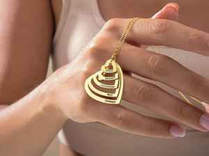 14k Gold Plated Heart Personalized Layered Family Letter <b>Necklace</b> Top Quality <b>Solid</b> 925 Sterling <b>Silver</b> Jewelry Manufacaters - Product Image 5