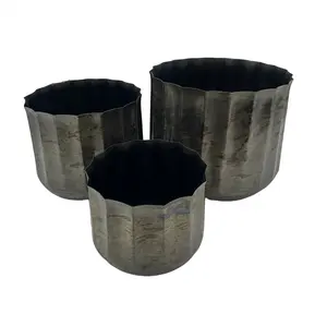 The inkey Set of 3 Antiqued Pots Metal Planter Balcony Garden Indoor outdoor decoration and fully customizable