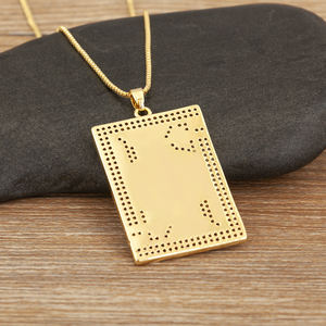 QIKU Король пик кулон ожерелье с фианитами инкрустированный позолоченный модный стиль хип-хоп повседневная одежда металлические украшения - Product Image 6