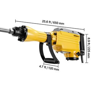 Martello Demolitore Elettrico 2200W, 1350 BPM, per Lavori Pesanti, con Scalpello a 1 Punta e 1 Scalpello Piatto, Spina USA 110V - Product Image 3