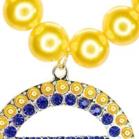 Collier Lettre Sigma Gamma Rho Bleu Royal avec Perles Dorées, Pendentif Sororité Grecque, Bijou Breloque Strass, Chaîne de Perles Tendance