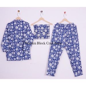 Conjunto de Pijama Hecho a Mano 100% Algodón para Mujer con Cierre de Botones, Cuello Camisero, Bolsillos y Bolsa a Juego, Ropa de Dormir Cómoda - Product Image 4