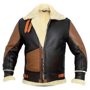 B3 Aviator <b>pilot</b> Shearling Bomber Leather <b>Jacket</b> - Product Image 1