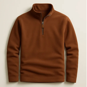 Sudadera Casual de Verano para Hombre con Cuello Alto y Media Cremallera, Oversize, Lisa, 100% Algodón Felpa, Tejido de Punto, Estilo Urbano - Product Image 5