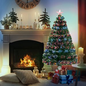 Albero di Natale in Fibra Ottica da 120 cm a Batteria con 130 Luci LED Preinstallate e Punte Realistiche delle Rami - Product Image 2