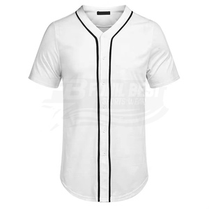 Men's Baseball Jersey Short Sleeve V-Neck Button Front Solid Color Polyester Regular Fit Adult Sports Apparel - Product Image 4