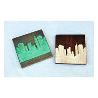 Ensemble de sous-verres carrés en bois vintage de luxe, logo personnalisé gravé, motif marocain, sous-verres en bois pour la décoration de la table à café