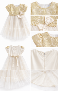 Vestido de Princesa de Tul con Jacquard Floral de Lujo para Niñas, con Lazo de Satén |   Vestido Elegante para Fiesta - Product Image 3
