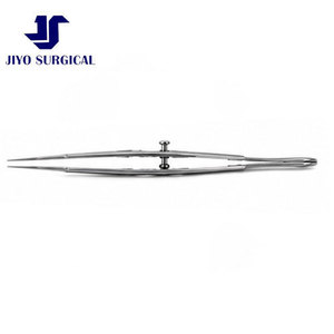 Stainless Steel Moody Fixation Forceps 4 3/8 Inch Curved Left 0.5 mm 1x2 <b>Teeth</b> Ophthalmic Surgical Forceps with Lock - Product Image 1
