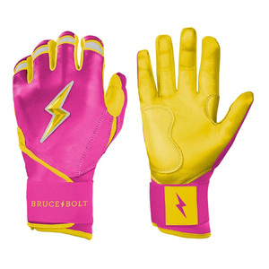Orange Teal Leather Batting Gloves Padded <b>Hook</b> And Loop Closure Ambidextrous Unisex Adult Training - Product Image 6