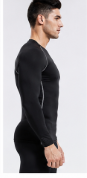 HAWK SPORTS INDUSTRIES Haut de sport à manches longues en polyester tricoté pour homme, col rond, couleur unie, séchage rapide, couche de base sportive 140g - Product Image 2