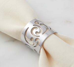 <b>Silver</b> Hollow Metal <b>Napkin</b> Ring Laser Cut Spiral Design Stainless Steel Ideal For Table Decor Use - Product Image 4