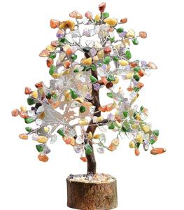 Fil de bonsaï d'arbre de pierres précieuses en cristal fait à la main avec des pierres semi-précieuses naturelles pour Feng Shui inspiré par l'Inde - Product Image 2