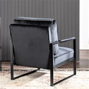 Poltrona Moderna Stile Mid-Century con Struttura in Metallo Quadrata, Classica Sedia con Braccioli per Casa, Ufficio, Soggiorno e Camera da Letto - Product Image 4