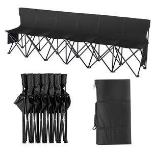 Panchina Pieghevole Leggera e Portatile per 6 Persone con Tasche Laterali, Sedute da Bordo Campo Leggere con Schienale e Borsa per il Trasporto - Product Image 2