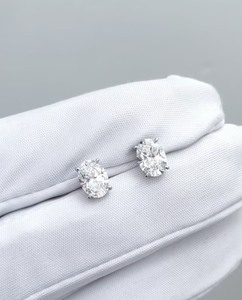 Pendientes de Moissanita VVS DIAM con Corte Ovalado para Mujer, Engaste Clásico de Garra, Joyería Fina Solitaria, Chapado en Platino y Rodio PT950 - Product Image 3