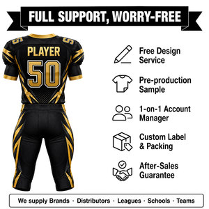 Camiseta de Fútbol Americano Personalizada para Hombre, Sublimada, Transpirable, de Poliéster, Cuello en V, Manga Corta, Número de Equipo 50 - Product Image 3