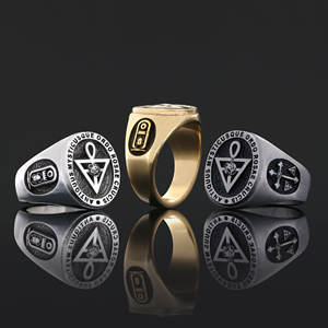 แหวนเมสัน BOJ รุ่น 011 แบบกำหนดเองได้ สำหรับทั้งชายและหญิง แหวนตราประทับฟรีเมสันส่วนบุคคล แหวนตราประทับมาสเตอร์เมสันเท็กซัส สไตล์ฮิปฮอป สีเงิน ราคาประหยัด - Product Image 1