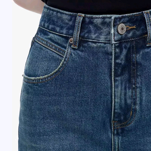 Custom Logo <b>Women's</b> Trendy High-Waisted Blue Denim <b>Jeans</b> Flat Front Straight Soft <b>Stretchable</b> Casual Fit Vintage <b>Jean</b> Pants - Product Image 5