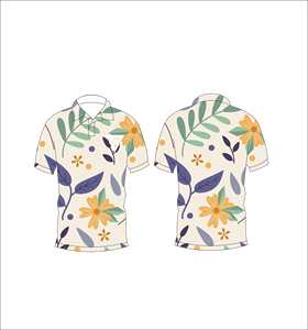 Mens Botanical <b>Daisy</b> Print Polo Shirt Summer Short Sleeve Casual Collared Button <b>Top</b> Breathable Lightweight Tee - Product Image 3