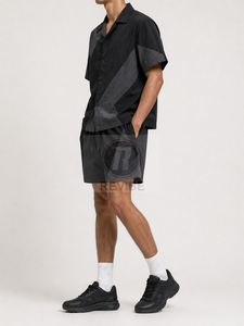 Men Twin Set Waffle Knit Acid Washed Tee Shorts Textured Summer Co Ord Breathable Comfort Silk Screen Printed Custom Colors - Product Image 3