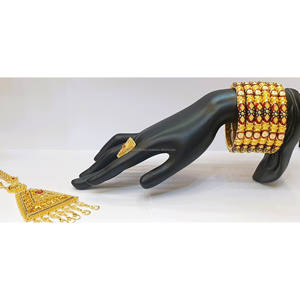 Brazaletes de acero inoxidable chapados en oro para mujer, cuentas de perlas de cristal de oro de 18 quilates, anillos con incrustaciones de diamantes, regalo de boda, ocasiones para mujer - Product Image 6