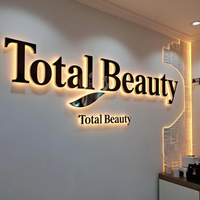 Enseigne commerciale 3D personnalisée en métal rétroéclairée, enseigne de salon de beauté, lettres en relief LED, signalétique lumineuse, lettres lumineuses halo pour extérieur