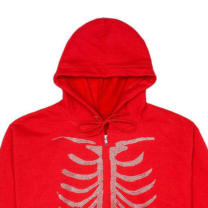 Sweat à capuche d'hiver personnalisé pour homme avec strass, double fermeture éclair, en molleton épais 100 % coton, coupe oversize, avec logo personnalisé - Product Image 2