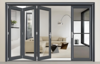 Porte pliante moderne en alliage d'aluminium avec verre Low-E pour balcons et patios ; Conception panoramique insonorisante