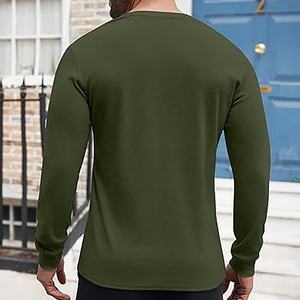T-shirt pour homme, col en V avec boutons, t-shirt basique pour homme, pour l'extérieur, facile à porter, logo personnalisé, vêtements en coton 100% - Product Image 3