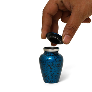 Marble Blue Metal <b>Keepsake</b> Urn Adult <b>Ashes</b> Cremation Memorial Urn Painted Remembrance Vessel - Product Image 3