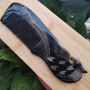 Peigne en corne de buffle noire naturelle fait à la main, peigne de massage pour les cheveux, peigne lissant pour coiffer les cheveux, pour hommes et femmes, soin et toilettage quotidiens des cheveux - Product Image 2