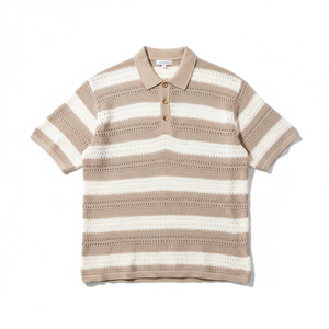 Pull en tricot de laine rayé personnalisé fabriqué sur mesure, polo en coton à manches courtes pour homme - Product Image 1