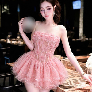 Robes plissées décontractées en mousseline pour femmes, style princesse, taille naturelle, coupe ajustée, sans bretelles, lavables, prix usine, personnalisables - Product Image 1