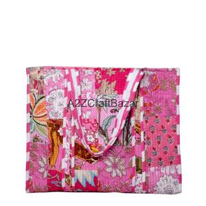 Eco-Friendly Cotton Quilted Long Handle <b>Large</b> Tote <b>Bag</b> for Women Handmade in Rajasthan for <b>Beach</b> Travel & Daily Use - Product Image 6