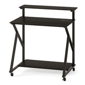 32\" Black Rolling Mobile Office <b>Desk</b> with Monitor Stand & Power Strip <b>Computer</b> <b>Desks</b> - Product Image 3