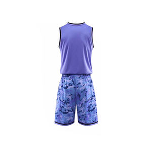 Ensemble Maillot de Basketball Homme Camouflage Violet à Prix Abordable, Sans Manches, Anti-Transpiration, Taille Élastique, Coupe Athlétique, Idéal pour l'Été - Product Image 5